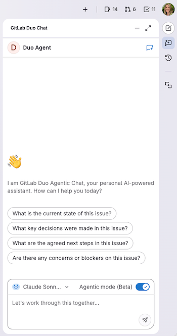 GitLab Duo buttons with the new UI